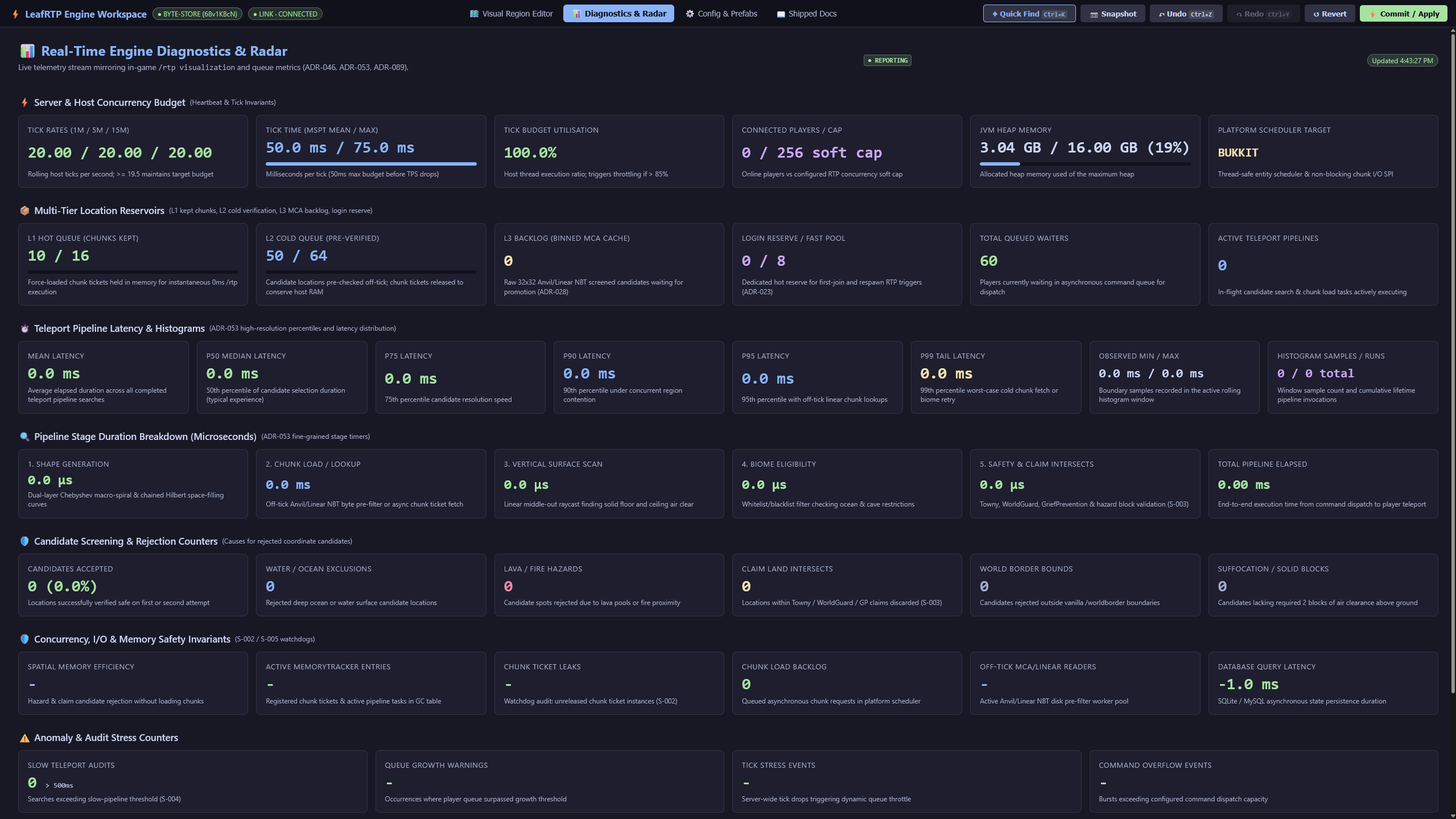 Web editor: diagnostics tab