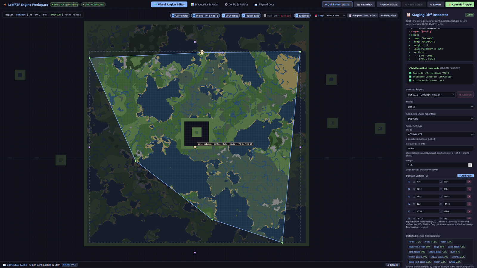 Web editor: custom polygon region with validation checks